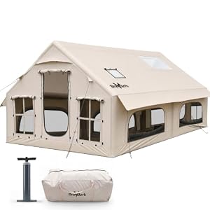 Inflatable Tent for Camping 8-12 Person, 4 Season Family Glamping Tent