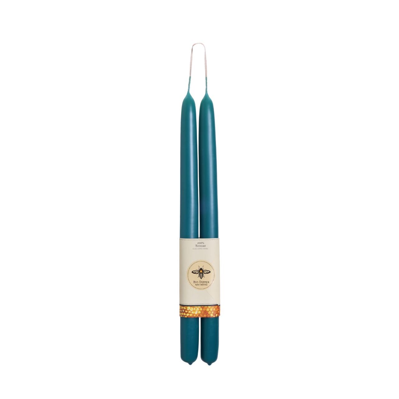 Big Dipper Wax Works Teal Blue Candles, Hand Dipped Beeswax Taper Candles, 12-Hour Long Burn, Pure Beeswax Candle 12