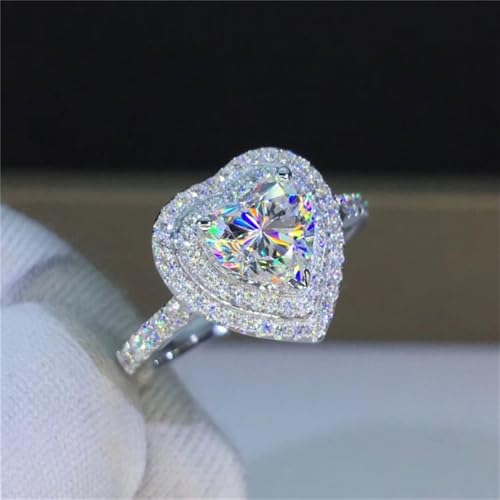 Luxury Proposal Rings for Women Bright Heart Zirconia Finger Jewelry