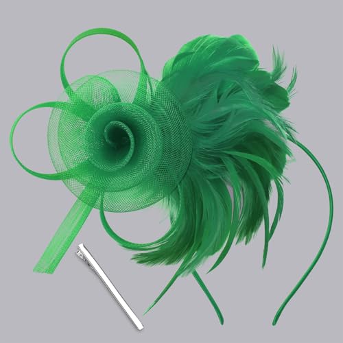 Image of DRESHOW Fascinators Hats for Women Tea Party Fascinator Hats Vintage 50s Headwear Cocktail Wedding Church Derby Hat