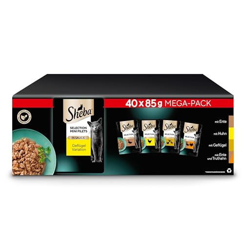 SHEBA Adult Katzenfutter nass - 40x85g Portionsbeutel - Geflügel Variation in Sauce - Nassfutter für Katzen - 1 Großpackung 1