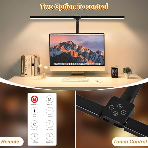 Image of Aluminium WIAONE Architect Desk Lamp with Atmosphere Lighting, Led Desk Light with Base,24W Bright Auto Dimming with Rotatable Swing Arm for Workbench Computer