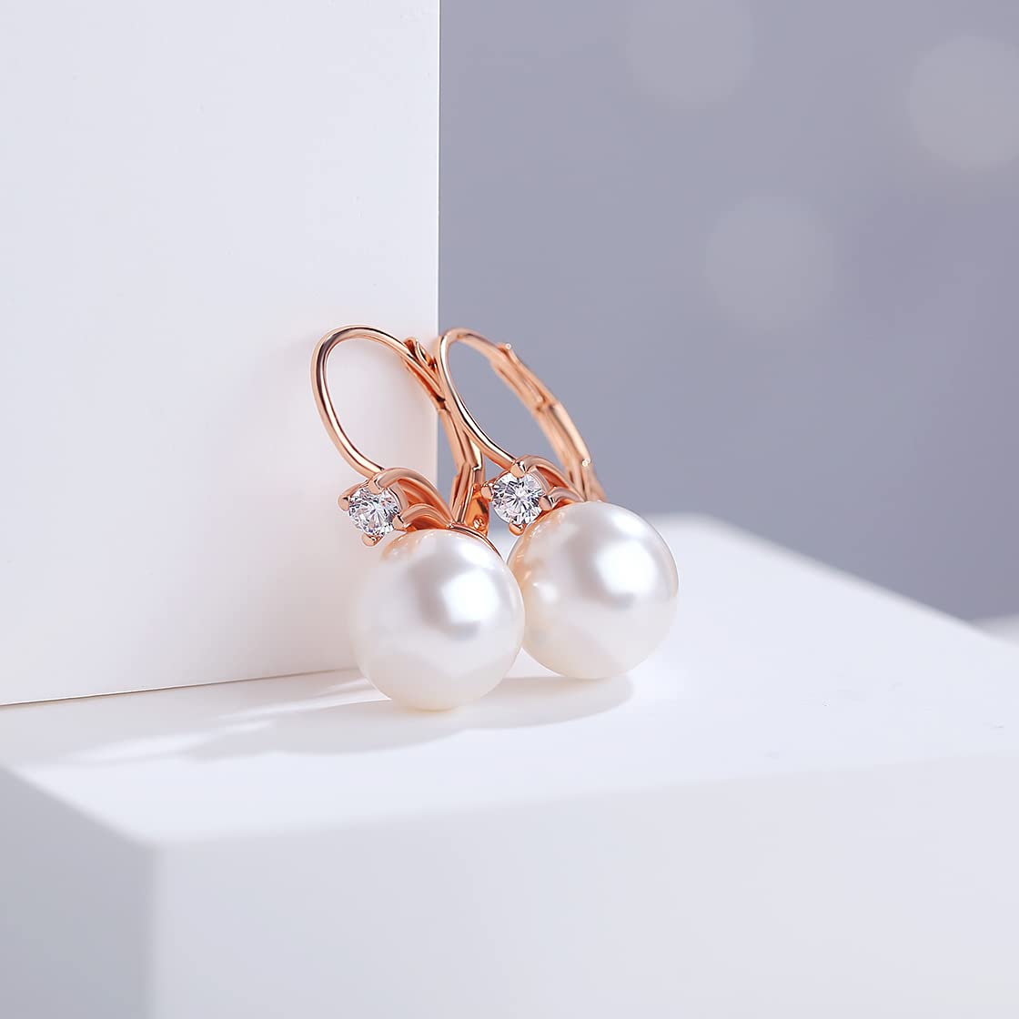 jiamiaoi Orecchini di Perle Orecchini in Oro Rosa Donna Orecchini Argento 925 Orecchini con Perle Argento 925 Donna Perle Orecchin 10mm,Orecchini a Monachella