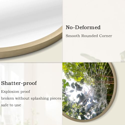 Image of AOAOPQ Mirror Wall for Bathroom Metal Brushed Frame Ative Wall Mounted Home Living Room Entryway Bedroom Bronze