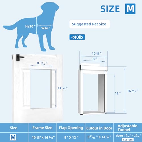 Medium Electronic Dog Door,Pet Automatic Door Smart Aluminum Dog Door with Dogbell Activated Auto Lift, Lockable Weatherproof Telescoping Tunnel for Pets(Pets Up to 40 Lb) - Image 7