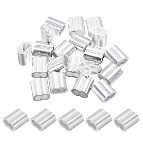 PATIKIL Manicotti a Crimpare Alluminio da 5/32/ 4 Mm, 42 Pezzi Puntali a Crimpare Cavi Manicotti Fune Metallico Rigging Ringhiera, Tono Argento