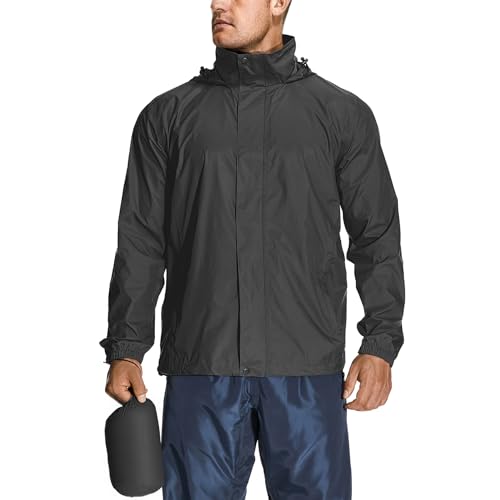 Waterproof Rain Jacket for Men, Lightweight Rain Gear, Packaged Golf Raincoat with Hood, Suitable for Travel, Fishing