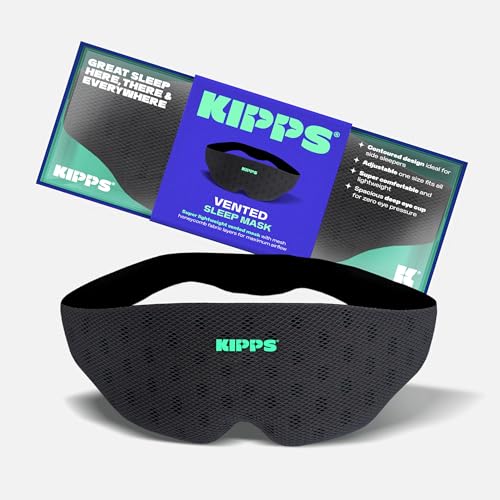 KIPPS Máscara para dormir ventilada, bloqueo de luz, máscara de ojos 3D, presión ocular cero, cómoda y ajustable, perfecta para dormir, viajes, yoga y para añadir más zen a tu vida, color negro carbón