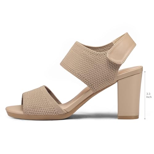 Image of mysoft Women's Chunky Block High Heels Slingback Open Toe Heeled Sandals