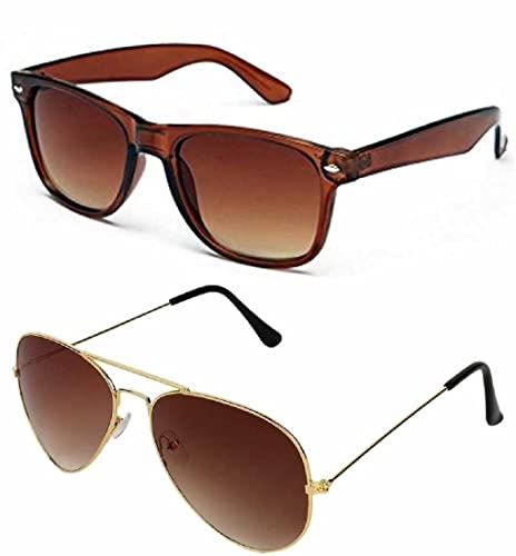 Image of UV-Protected Unisex Wayfarer And Aviator Combo Pack Of 2 Sunglasses