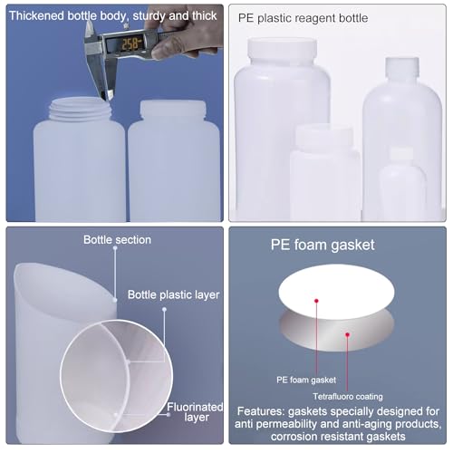 Othmro OTH191115Q-0622 10Pcs 33.82Oz/1000Ml Plastic Bottles, Lab Cylindrical Chemical Reagent Bottle thumb #5