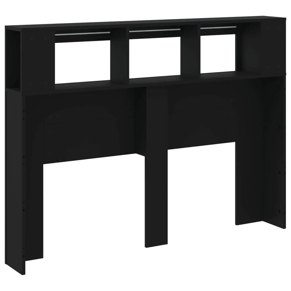 vidaXL LED Kopfteil, Bettkopfteil mit LED-Leuchten, Betthaupt mit Ablagen, Bettzubehör Schlafzimmer, Schwarz 140x18,5x103,5cm Holzwerkstoff