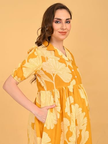 Image of The Mom Store Maternity and Nursing Dress | Pre and Post Pregnancy Dress for Womens | Zipper /Button Opening | Causal Wear | Trendy Stylish Causal Dresses for New Moms