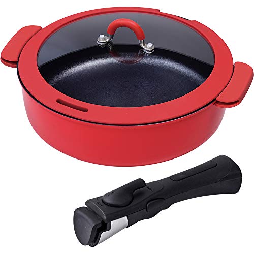 Wahei Freiz ToMay RB-1721 Multi-Pan, Doubles As A Frying Pan or Pot, Removable Handle, 9.4 inches (24 cm), For 2 to 3 People, Red