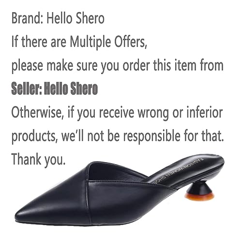 Hello Shero Comfortable Low Heel Mules Closed Pointed Toe Slip On Pumps Soft Synthetic Leather Dress Shoes Casual Daily Wear2
