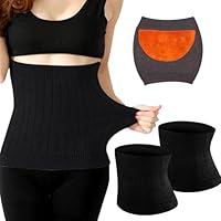 XPJBKC Damen Nierenwärmer, 2 Pcs Rückenwärmer Damen, Taille Wärmer, Elastic Taillenwärmer, Leibwärmer Nierenstulpen, Hüftwärmer, Bauchwärmer, Taillen Beschützer Gürtel für Damen Herren (Schwarz)