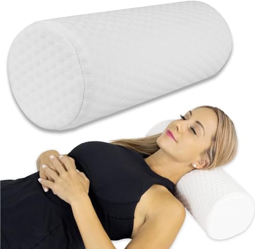 Image of Bolster Pillow with Memory Foam Top - Multi Purpose Head, Neck, Knee, Leg and Back Support Pillow - for Effective Body Posture Improvement (22 X 10 X 10 INCH)