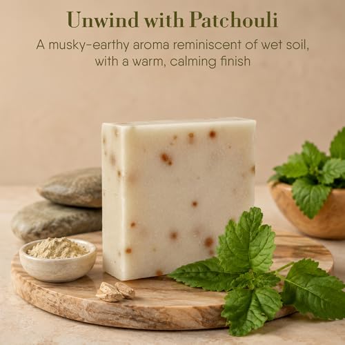 Image of 360Feel Handmade Castile Soap - Patchouli, 5 oz, 4-Pack | Made in the USA, Cold-Processed, Moisturizing with a Artisanal Scent for Relaxation - Calm, Rich, Creamy Lather