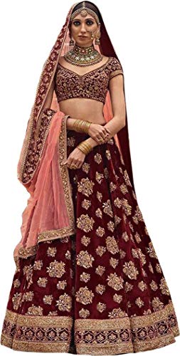 Bhurakhiya Women's Phantom Silk & Net Lehenga Choli (BH-16002_Maroon_Free Size)