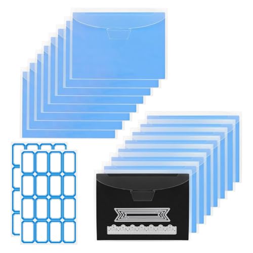 Geuxe 16 PCS Stamp and Die Storage Bag and Magnetic Sheet - Die Storage Set for Cutting,Scrapbooking,Storing Craft Dies-Blue