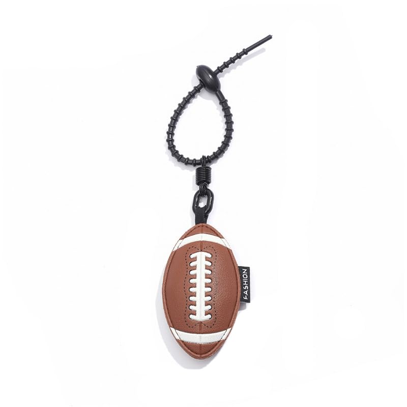 Image of Leather Ball Keychain Wristlet Sports Key Ring Car Key Wallet Backpack Bag Gym Accessories Gifts for Men Women