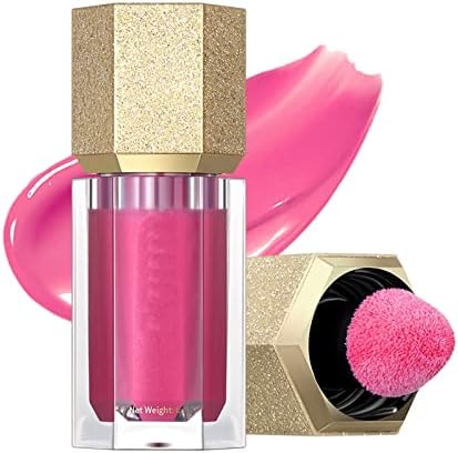 Rosarden-Diamond Liquid Face Blush -Matte Face Blush with Cushion Applicator-Lightweight Blendable Blush Stick for Cheek Lip-Soft Cream Blush Makeup- Rose Pink