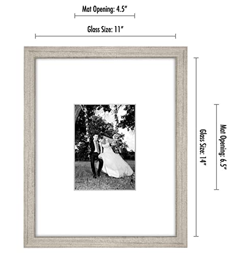 Americanflat COM-MX1505 11X14 Picture Frame With Shatter-Resistant Glass - Use As 5X7 Frame With Mat Or 11X14 Frame Without Mat - Signature Collection - Photo Frame For Wall Display - Driftwood thumb #1
