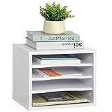 Vinsetto Organiseur bureau bois blanc avec 4 couches fournitures support d'imprimante dim. 35,5L x 25l x 28,6H cm
