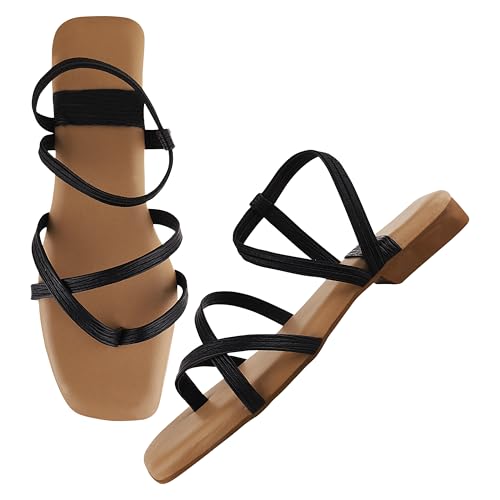 Image of SilverArrow womens Breeza Flat Sandal, Fashion Sandals with Strap, Suitable for Fusion Outfit