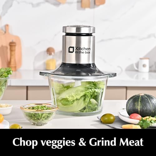 Kitchen in the box Food Processors,400W Powerful Small Meat Grinder & Food Chopper Electric Vegetable Chopper with One 8-Cups Bowl & S Blades for Meat/fish/Vegetable/Baby Food - Thumbnail 5