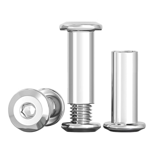 Drenky 10 Sets Connecting Bolts M8 Belt Buckle Binding Bolts 304 Stainless Steel Screw Post M8 X 20mm Furniture Bolts Sleeve Nuts for Bed Door