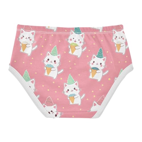 Wusikd Cute White Cat Girls' Underwear Cotton Colorful Ice Cream Girls Briefs Soft Toddler Underwear 2T2