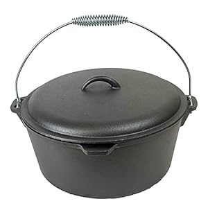 Cuisiland Seasoned 9 Quart 12 Inch Cast Iron Dutch Oven Dome Lid