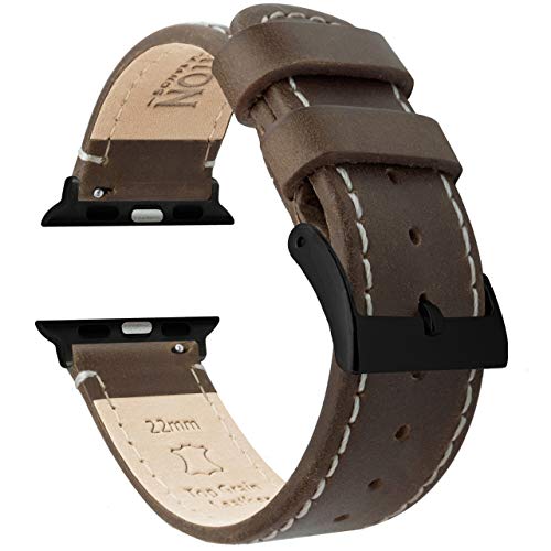 Image of BARTON WATCH BANDS - Top Grain Leather Watch Bands Compatible with Apple Watch Models - 1, 2, 3, 4, 5, 6, 7, 8, 9, 10, SE, Ultra & Ultra 2