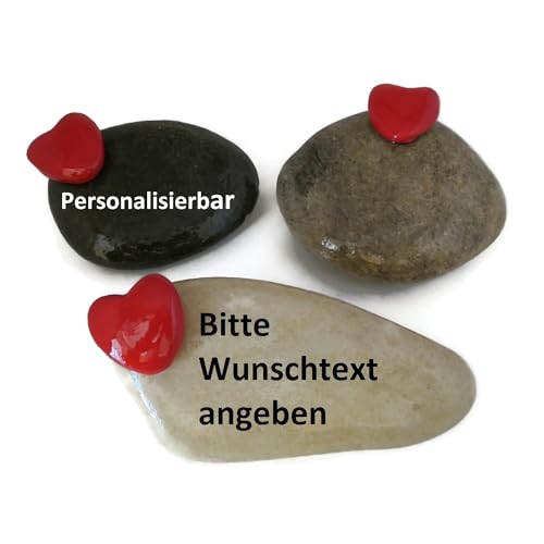 Andys Steinwelt® Grabstein mit Wunschtext Personalisierbar, Gedenkstein mit rotem Herz für Kinder- und Urnengrab – Grabschmuck, Erinnerung und liebevoller Trauerstein für Hund, Katze, Haustier