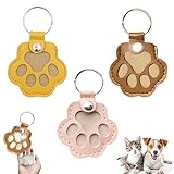 Refoiner ペット 遺毛 ケース 犬 猫の毛 キーホルダー ペット メモリアルグッズ 肉球のカタチ 遺毛入れ かわいい 猫 毛玉入れ ヘアストレージ レザー 持ち歩き 3個セット ピンク イエロー ブラウン