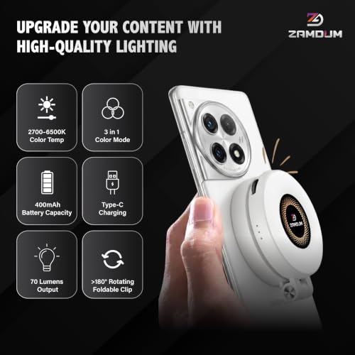 Image of Magnetic Selfie Light for Vlogging, Reels, Shorts, Videos and Photos | Compatible for All Devices with Magnetic Ring | Full Day Working Time with Type-C Rechargeable Battery