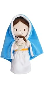 Yelakey Virgin Mary Plush Doll, Mother Mary Holding Baby Jesus Guardian Stuffed Animal, The Bless...