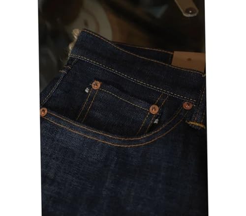 Men’S Straight Leg Casual Denim Jeans with Button Fly Mid Waist Pants4