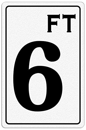 6 FT Swimming Pool Sign, Warning Metal Sign, Swimming Pool Deck Depth Marker Signs 8X12 Inch