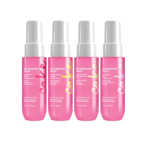 Image of Cake Beauty Hair & Body Mist Gift Set, 4 Travel Size Fine Fragrance Mists, Perfume Sampler Set for Women, Aloe & Argan Oil, 4 x 30mL