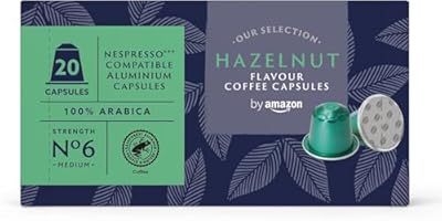 by Amazon Cápsulas de Aluminio de Café Sabor Avellana Compatibles con Nespresso  20 Unidades  1 Paquete de 20   Certificadas por Rainforest Alliance