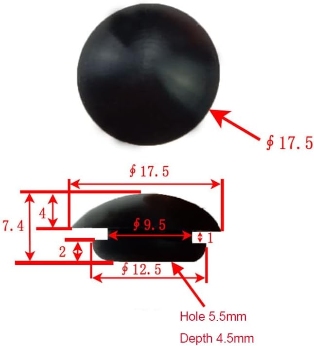 5/10/20Pcs Rubber bungs stoppers, Closing Plug, Snap-on Hole Plugs Silicone Rubber Sealing Plug Blanking End Caps 9.5mm Black/White(White9.5mm,20Pcs)