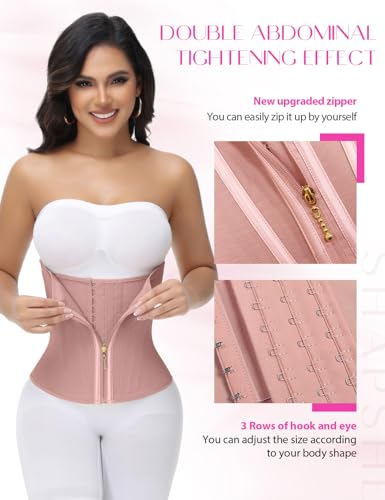 Image of SHAPSHE Waist Trainer for Women Tummy Control Workout Waist Cincher Corset Shapewear Postpartum Body Shaper with Zipper Hook