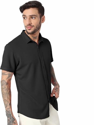 Image of Nobel Monk Men's Solid Casual Shirt |Half Sleeve | Regular Fit |Stylish Shirt for Men