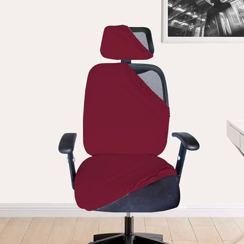 HOTKEI 3 Piece Maroon Office Chair Cover with Headrest Cover 200GSM Fabric Stretchable Removable Stain Proof Computer Desk Executive Rotating Chair Seat Covers Slipcover Protector for Office Chair (B0CMD6L27V) Amazon Price History, Amazon Price Tracker