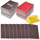 Tarqite 24 Stück Schleifschwamm Set mit Schleifklotz Klett, 180-3000 Körnung Flexible Schleifschwämme, Nass und Trocken Schleifschwamm Holz & Handschleifblock, Schleifpad für Metall, Farbe, Holz, Auto