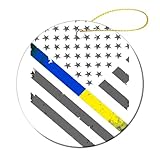 Blu Giallo Linea Bandiera Stati Uniti Stampato Ornamenti di Natale Rotondo Albero di Natale Decorazione Decorazione Appeso Pendenti