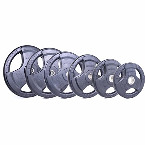 Image of Kobo 2.5 Kg (31 mm) Fitness Rubber Coated Tri-Grip Plate & Integrated Metal Grip Rubber Weight Plates - Sold in Pairs (Imported)