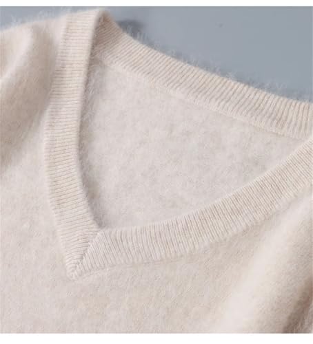 Disimlarl Men Wool Blend V-Neck Sweater Loose Knit Pullover Jumpers Large Size Warm Long Sleeve Sweaters3